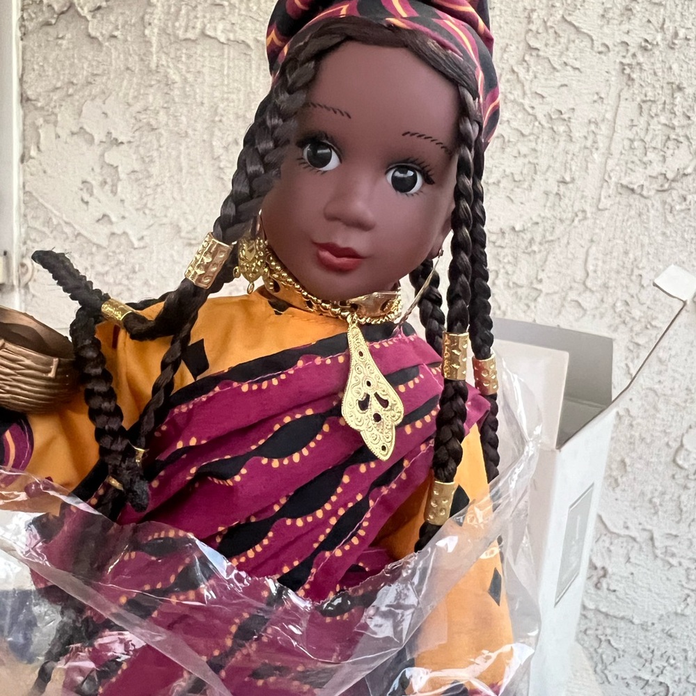 African-Inspired Doll with Vibrant Attire